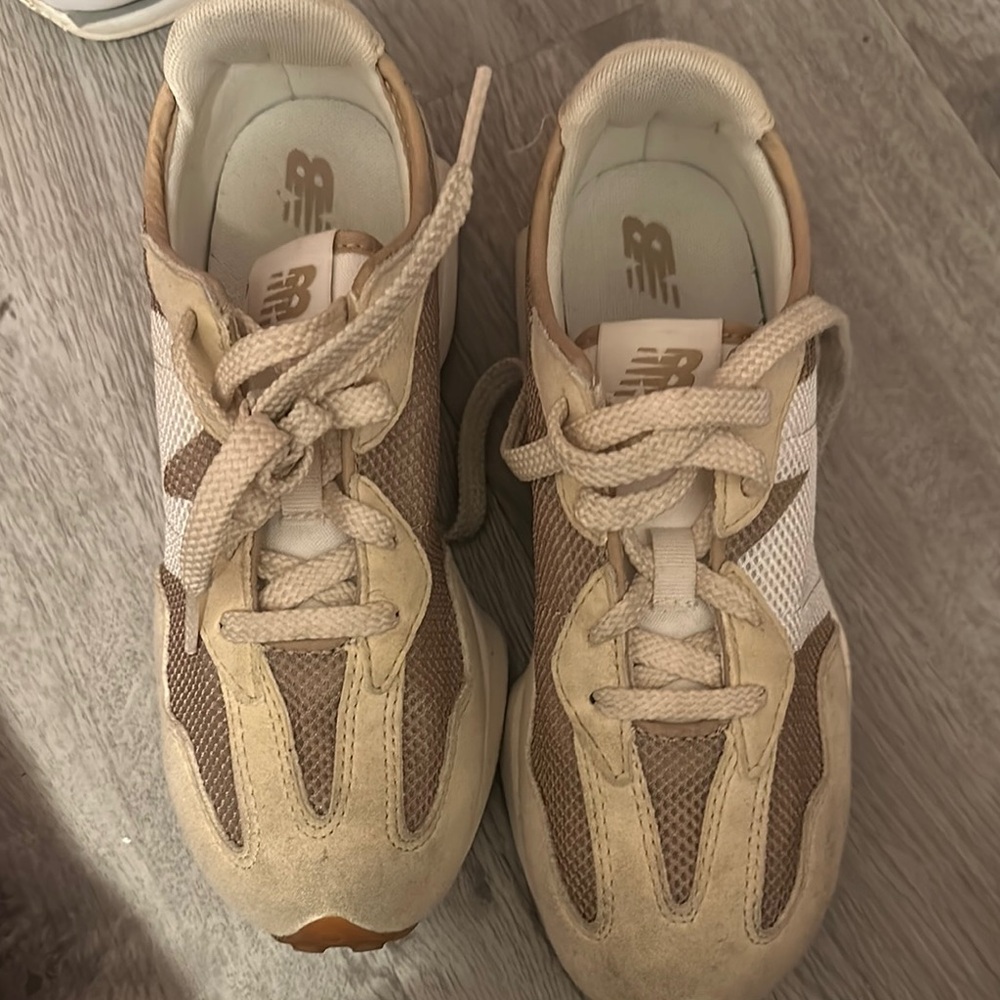 New Balance Beige and White Sneakers